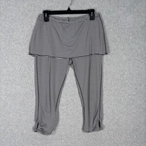 Prana Estella Skirt Overlay Capri Legging Medium Gray Stripe Low Rise Activewear